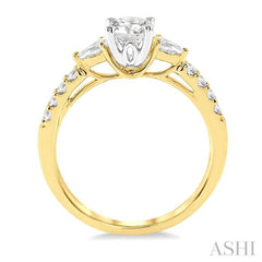 3/8 Ctw Circular Shape Pear & Round Cut Diamond Semi-Mount Engagement Ring in 14K Yellow and White Gold 3/8 Ctw Circular Shape Pear & Round Cut Diamond Semi-Mount Engagement Ring in 14K Yellow and White Gold