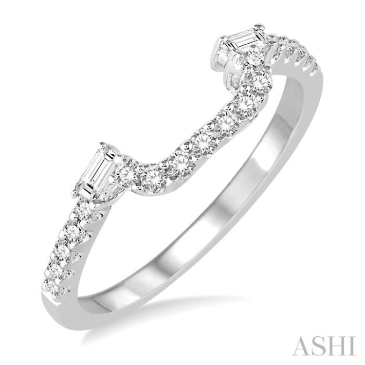 1/4 ctw U-Shape Baguette Accent Round Cut Diamond Wedding Band in 14K White Gold 1/4 ctw U-Shape Baguette Accent Round Cut Diamond Wedding Band in 14K White Gold