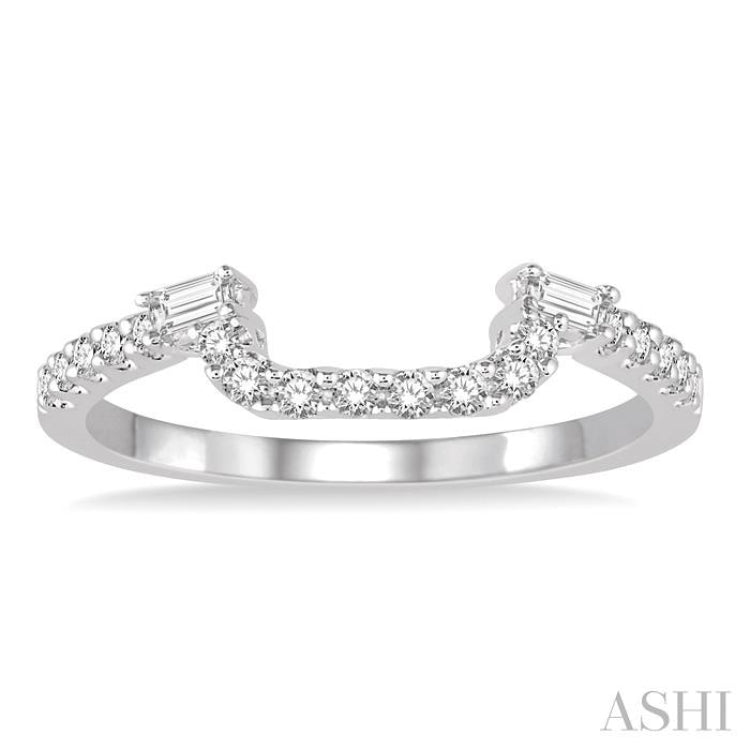 1/4 ctw U-Shape Baguette Accent Round Cut Diamond Wedding Band in 14K White Gold 1/4 ctw U-Shape Baguette Accent Round Cut Diamond Wedding Band in 14K White Gold