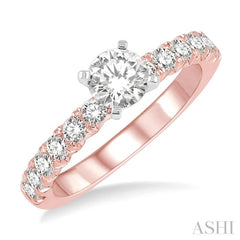 1 ctw Diamond Ladies Engagement Ring with 1/2 Ct Round Cut Center Stone in 14K Rose And White Gold 1 ctw Diamond Ladies Engagement Ring with 1/2 Ct Round Cut Center Stone in 14K Rose And White Gold