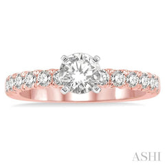 1 ctw Diamond Ladies Engagement Ring with 1/2 Ct Round Cut Center Stone in 14K Rose And White Gold 1 ctw Diamond Ladies Engagement Ring with 1/2 Ct Round Cut Center Stone in 14K Rose And White Gold