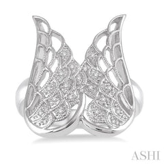 1/20 Ctw Round Cut Diamond Angel Wing Ring in Sterling Silver 1/20 Ctw Round Cut Diamond Angel Wing Ring in Sterling Silver