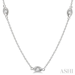 1/2 Ctw Marquise Motif Round Cut Diamond Station Necklace in 14K White Gold 1/2 Ctw Marquise Motif Round Cut Diamond Station Necklace in 14K White Gold