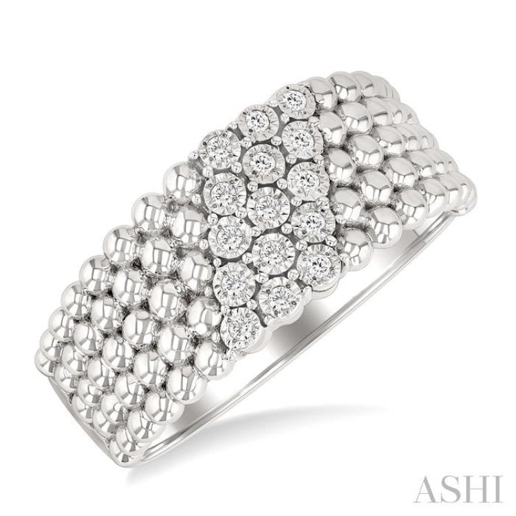 1/10 Ctw Bold Ball Bead and Slanted Single Cut Diamond Fashion Ring in Sterling Silver 1/10 Ctw Bold Ball Bead and Slanted Single Cut Diamond Fashion Ring in Sterling Silver