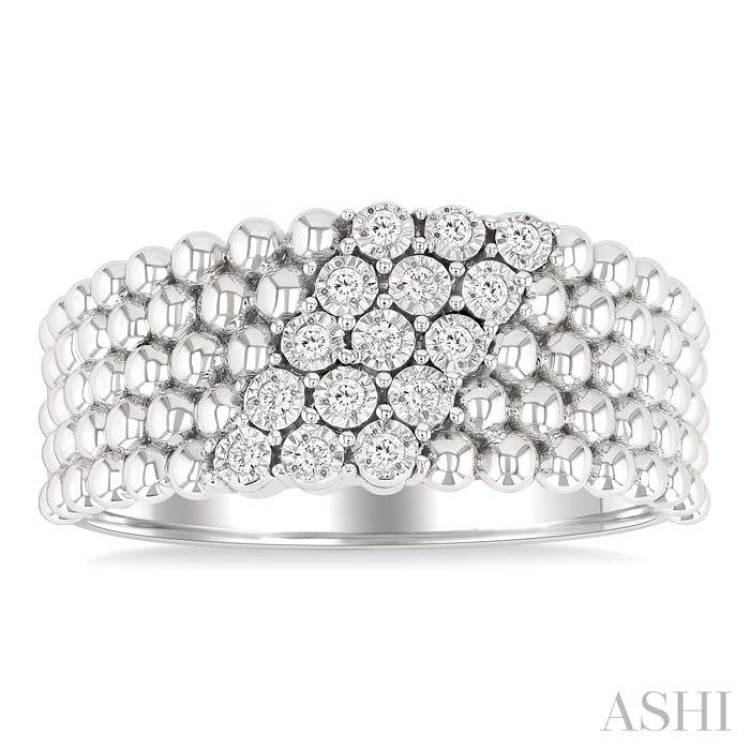 1/10 Ctw Bold Ball Bead and Slanted Single Cut Diamond Fashion Ring in Sterling Silver 1/10 Ctw Bold Ball Bead and Slanted Single Cut Diamond Fashion Ring in Sterling Silver