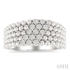 1/10 Ctw Bold Ball Bead and Slanted Single Cut Diamond Fashion Ring in Sterling Silver 1/10 Ctw Bold Ball Bead and Slanted Single Cut Diamond Fashion Ring in Sterling Silver