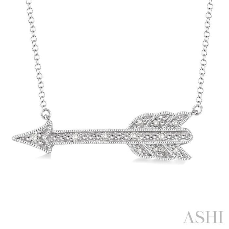1/20 Ctw Round Cut Diamond Arrow Pendant in Sterling Silver with Chain 1/20 Ctw Round Cut Diamond Arrow Pendant in Sterling Silver with Chain