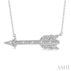 1/20 Ctw Round Cut Diamond Arrow Pendant in Sterling Silver with Chain 1/20 Ctw Round Cut Diamond Arrow Pendant in Sterling Silver with Chain