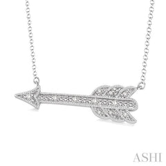 1/20 Ctw Round Cut Diamond Arrow Pendant in Sterling Silver with Chain 1/20 Ctw Round Cut Diamond Arrow Pendant in Sterling Silver with Chain