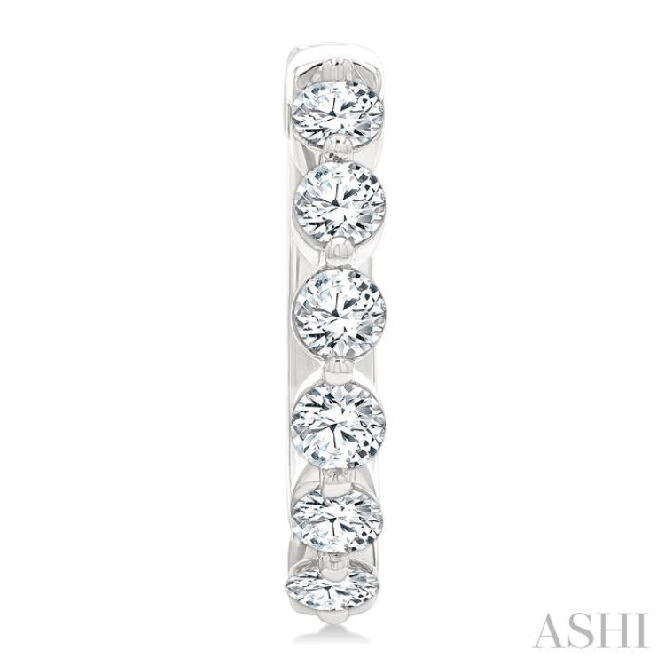 1 1/2 Ctw Prong Set Round Cut Diamond Hoop Earrings in 14K White gold 1 1/2 Ctw Prong Set Round Cut Diamond Hoop Earrings in 14K White gold