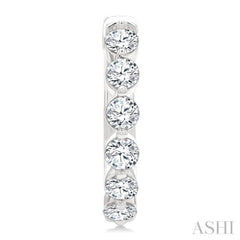 1 1/2 Ctw Prong Set Round Cut Diamond Hoop Earrings in 14K White gold 1 1/2 Ctw Prong Set Round Cut Diamond Hoop Earrings in 14K White gold