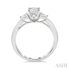 1/2 Ctw Oval and Pear Cut Diamond Ladies Engagement Ring with 1/3 Ct Oval Cut Center Stone in 14K White Gold 1/2 Ctw Oval and Pear Cut Diamond Ladies Engagement Ring with 1/3 Ct Oval Cut Center Stone in 14K White Gold