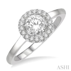 1/10 Ctw Round Cut Diamond Halo Semi-Mount Engagement Ring in 14K White Gold 1/10 Ctw Round Cut Diamond Halo Semi-Mount Engagement Ring in 14K White Gold