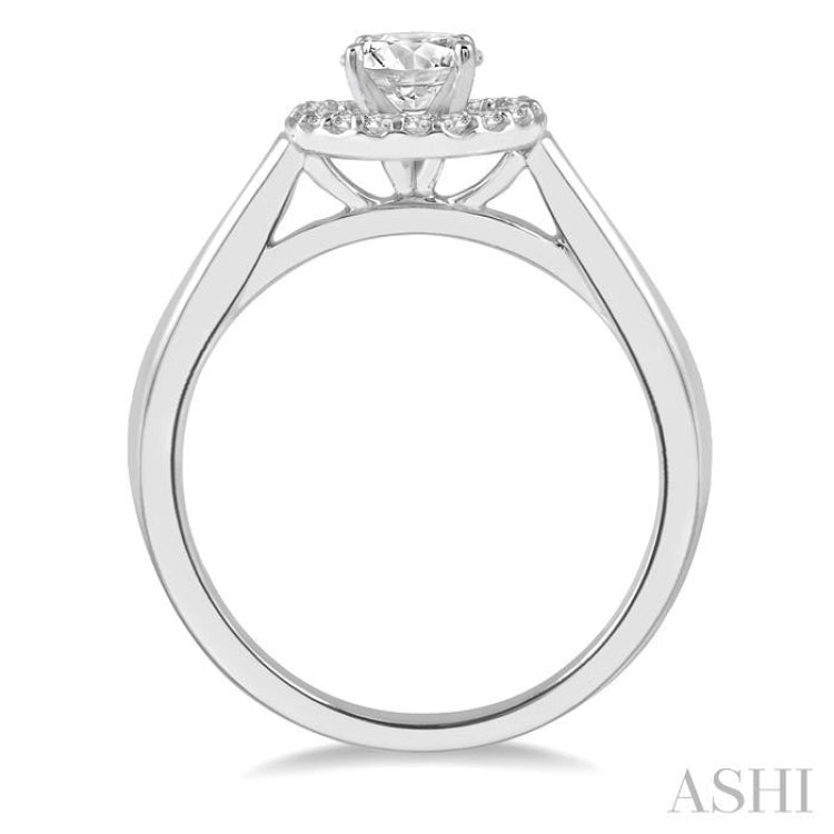 1/10 Ctw Round Cut Diamond Halo Semi-Mount Engagement Ring in 14K White Gold 1/10 Ctw Round Cut Diamond Halo Semi-Mount Engagement Ring in 14K White Gold