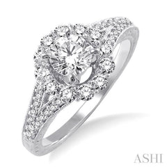 1/2 Ctw Round Cut Diamond Semi-Mount Engagement Ring 14K White Gold 1/2 Ctw Round Cut Diamond Semi-Mount Engagement Ring 14K White Gold