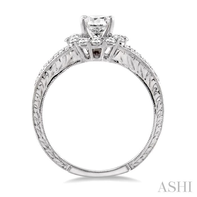 1/2 Ctw Round Cut Diamond Semi-Mount Engagement Ring 14K White Gold 1/2 Ctw Round Cut Diamond Semi-Mount Engagement Ring 14K White Gold