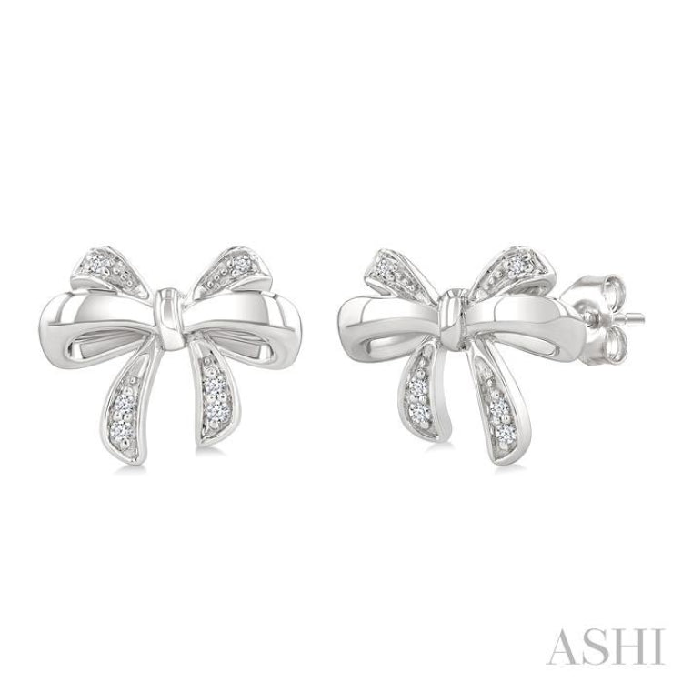 1/20 Ctw Bow Single Cut Diamond Fashion Earrings in Sterling Silver 1/20 Ctw Bow Single Cut Diamond Fashion Earrings in Sterling Silver