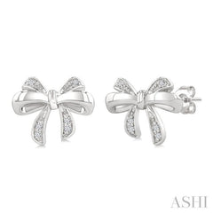 1/20 Ctw Bow Single Cut Diamond Fashion Earrings in Sterling Silver 1/20 Ctw Bow Single Cut Diamond Fashion Earrings in Sterling Silver