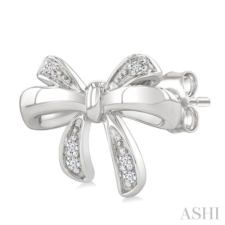 1/20 Ctw Bow Single Cut Diamond Fashion Earrings in Sterling Silver 1/20 Ctw Bow Single Cut Diamond Fashion Earrings in Sterling Silver