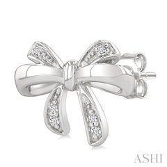1/20 Ctw Bow Single Cut Diamond Fashion Earrings in Sterling Silver 1/20 Ctw Bow Single Cut Diamond Fashion Earrings in Sterling Silver