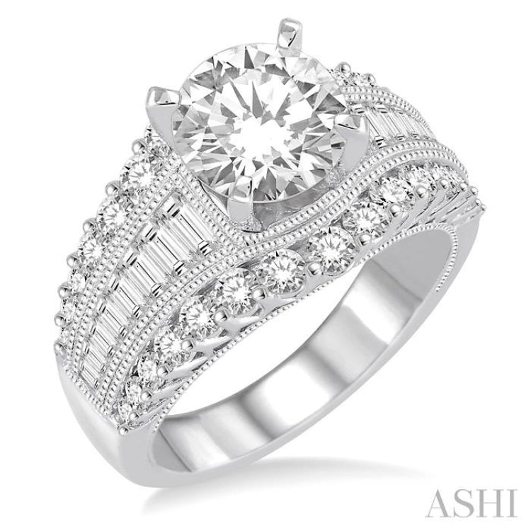 1 1/2 Ctw Diamond Semi-mount Engagement Ring in 14K White Gold 1 1/2 Ctw Diamond Semi-mount Engagement Ring in 14K White Gold