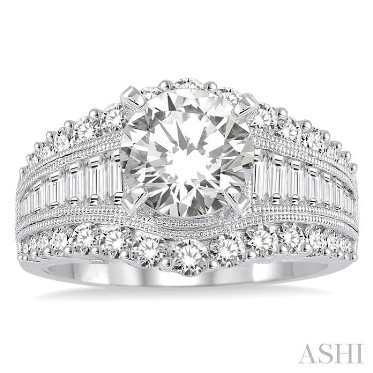 1 1/2 Ctw Diamond Semi-mount Engagement Ring in 14K White Gold 1 1/2 Ctw Diamond Semi-mount Engagement Ring in 14K White Gold