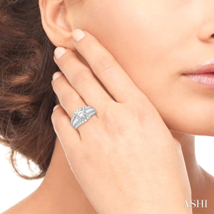 1 1/2 Ctw Diamond Semi-mount Engagement Ring in 14K White Gold 1 1/2 Ctw Diamond Semi-mount Engagement Ring in 14K White Gold