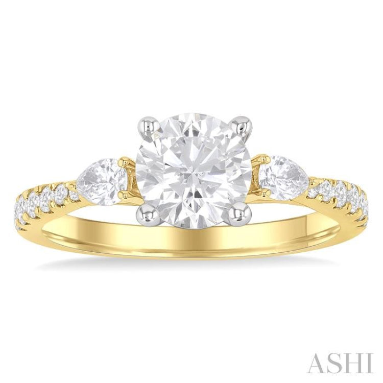 3/8 ctw Pear and Round Cut Diamond Semi-Mount Engagement Ring in 14K Yellow and White Gold 3/8 ctw Pear and Round Cut Diamond Semi-Mount Engagement Ring in 14K Yellow and White Gold