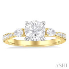 3/8 ctw Pear and Round Cut Diamond Semi-Mount Engagement Ring in 14K Yellow and White Gold 3/8 ctw Pear and Round Cut Diamond Semi-Mount Engagement Ring in 14K Yellow and White Gold