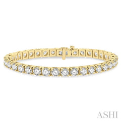 12 Ctw Square Shape Round Cut Diamond Tennis Bracelet in 14K Yellow Gold 12 Ctw Square Shape Round Cut Diamond Tennis Bracelet in 14K Yellow Gold