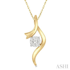 1/6 Ctw Curved Lovebright Round Cut Diamond Pendant in 14K Yellow and White Gold with chain 1/6 Ctw Curved Lovebright Round Cut Diamond Pendant in 14K Yellow and White Gold with chain