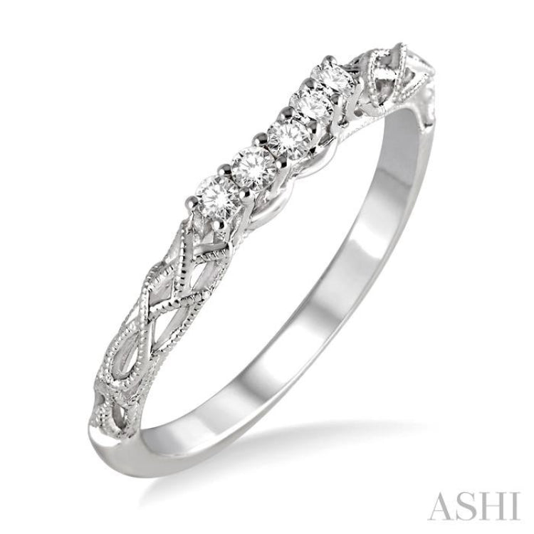 1/10 ctw Round Cut Diamond Wedding Band in 14K White Gold 1/10 ctw Round Cut Diamond Wedding Band in 14K White Gold