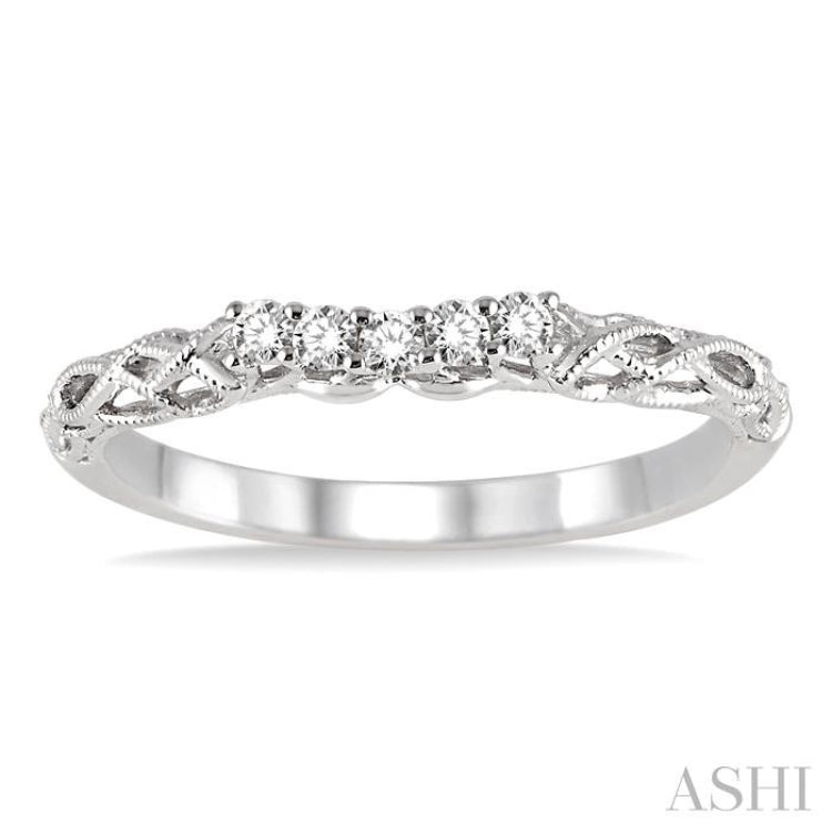 1/10 ctw Round Cut Diamond Wedding Band in 14K White Gold 1/10 ctw Round Cut Diamond Wedding Band in 14K White Gold