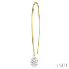 1/2 Ctw Pear Shape Dangler Lovebright Round Cut Diamond Earring in 14K Yellow and White Gold 1/2 Ctw Pear Shape Dangler Lovebright Round Cut Diamond Earring in 14K Yellow and White Gold