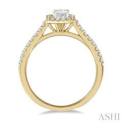 3/8 Ctw Emerald Shape Engagement Ring with 1/4 Ct Emerald Cut Center Stone in 14K Yellow and White Gold 3/8 Ctw Emerald Shape Engagement Ring with 1/4 Ct Emerald Cut Center Stone in 14K Yellow and White Gold