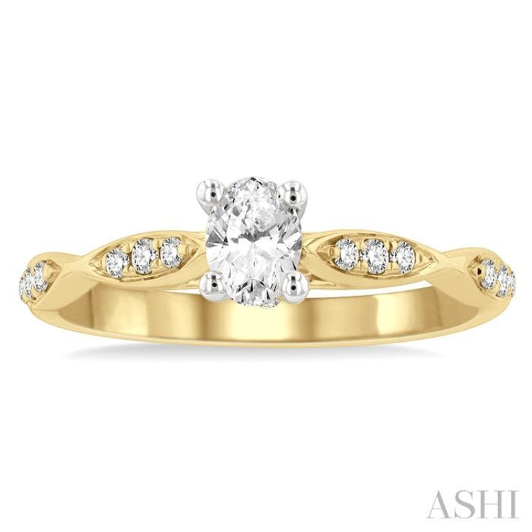 1/6 Ctw Oval Shape Round Cut Diamond Semi-Mount Engagement Ring in 14K Yellow and White Gold 1/6 Ctw Oval Shape Round Cut Diamond Semi-Mount Engagement Ring in 14K Yellow and White Gold