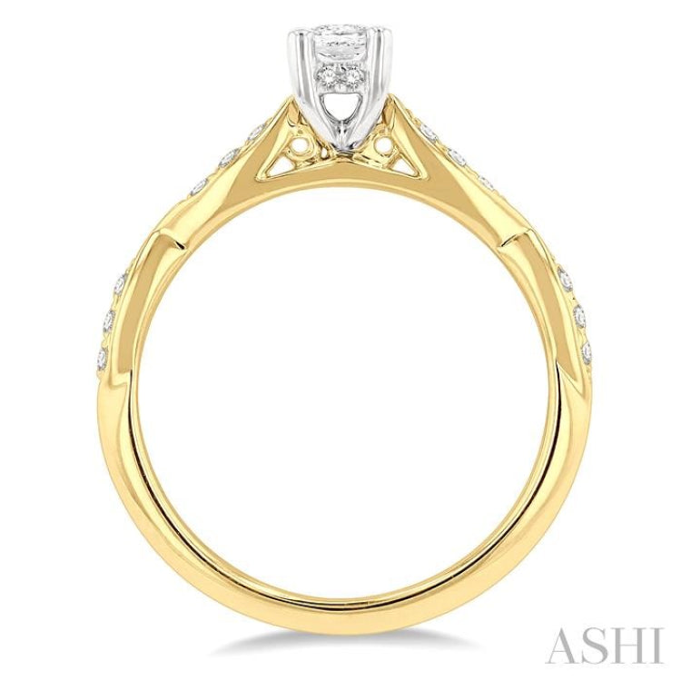 1/6 Ctw Oval Shape Round Cut Diamond Semi-Mount Engagement Ring in 14K Yellow and White Gold 1/6 Ctw Oval Shape Round Cut Diamond Semi-Mount Engagement Ring in 14K Yellow and White Gold