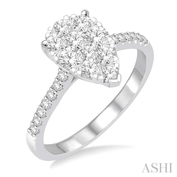 3/4 ctw Pear Shape Diamond Lovebright Ring in 14K White Gold 3/4 ctw Pear Shape Diamond Lovebright Ring in 14K White Gold