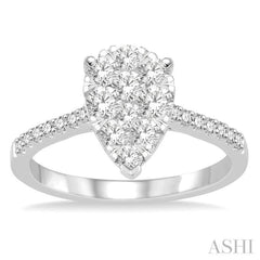 3/4 ctw Pear Shape Diamond Lovebright Ring in 14K White Gold 3/4 ctw Pear Shape Diamond Lovebright Ring in 14K White Gold