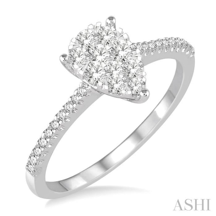 1/2 ctw Pear Shape Diamond Lovebright Ring in 14K White Gold 1/2 ctw Pear Shape Diamond Lovebright Ring in 14K White Gold