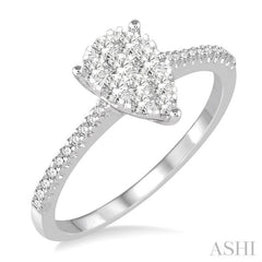 1/2 ctw Pear Shape Diamond Lovebright Ring in 14K White Gold 1/2 ctw Pear Shape Diamond Lovebright Ring in 14K White Gold