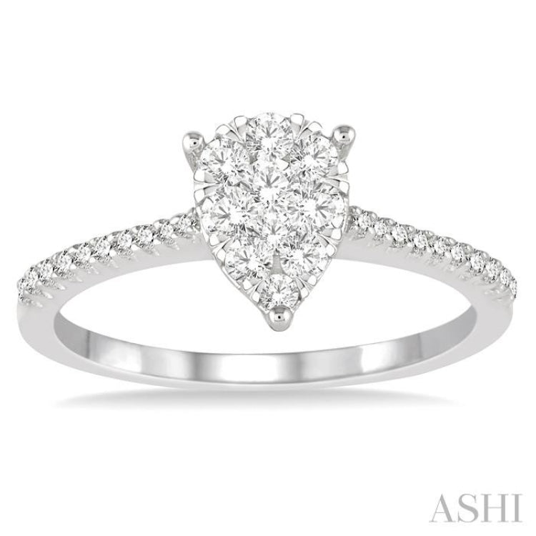 1/2 ctw Pear Shape Diamond Lovebright Ring in 14K White Gold 1/2 ctw Pear Shape Diamond Lovebright Ring in 14K White Gold