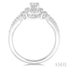 1/2 ctw Diamond Engagement Ring with 1/5 ct Round Cut Center Stone in 14K White Gold 1/2 ctw Diamond Engagement Ring with 1/5 ct Round Cut Center Stone in 14K White Gold