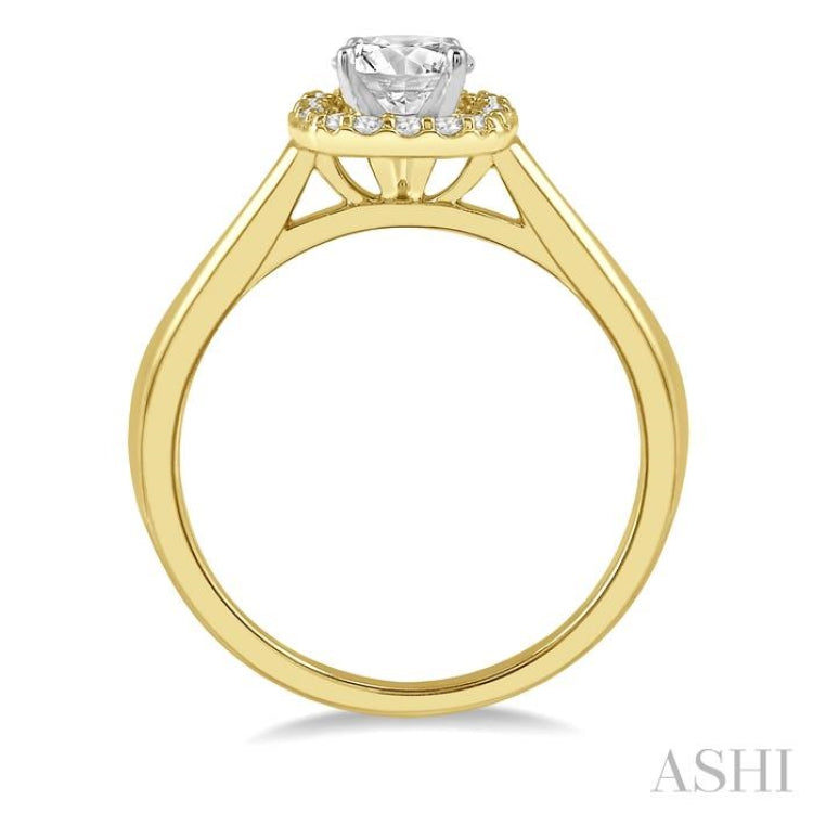 1/3 Ctw Cushion Shape Halo Diamond Engagement Ring With 1/4 Ct Round Cut Diamond Center Stone in 14K Yellow and White Gold 1/3 Ctw Cushion Shape Halo Diamond Engagement Ring With 1/4 Ct Round Cut Diamond Center Stone in 14K Yellow and White Gold