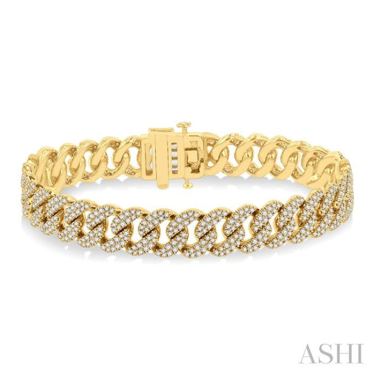 4 Ctw Round Cut Diamond Cuban Bracelet in 14K Yellow Gold 4 Ctw Round Cut Diamond Cuban Bracelet in 14K Yellow Gold