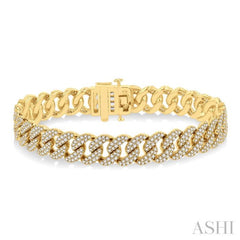 4 Ctw Round Cut Diamond Cuban Bracelet in 14K Yellow Gold 4 Ctw Round Cut Diamond Cuban Bracelet in 14K Yellow Gold