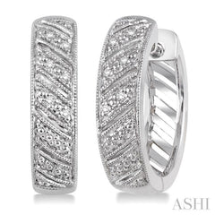 1/20 Ctw Round Cut Diamond Hoop Earrings in Sterling Silver 1/20 Ctw Round Cut Diamond Hoop Earrings in Sterling Silver