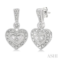 1/20 Ctw Heart Shape Single Cut Diamond Earrings in Sterling Silver 1/20 Ctw Heart Shape Single Cut Diamond Earrings in Sterling Silver
