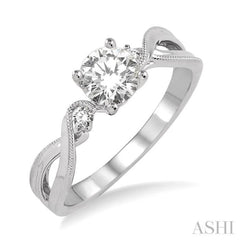 3/8 ctw Diamond Engagement Ring with 1/3 ct Round Cut Center Stone in 14K White Gold 3/8 ctw Diamond Engagement Ring with 1/3 ct Round Cut Center Stone in 14K White Gold