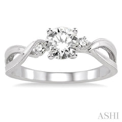 3/8 ctw Diamond Engagement Ring with 1/3 ct Round Cut Center Stone in 14K White Gold 3/8 ctw Diamond Engagement Ring with 1/3 ct Round Cut Center Stone in 14K White Gold